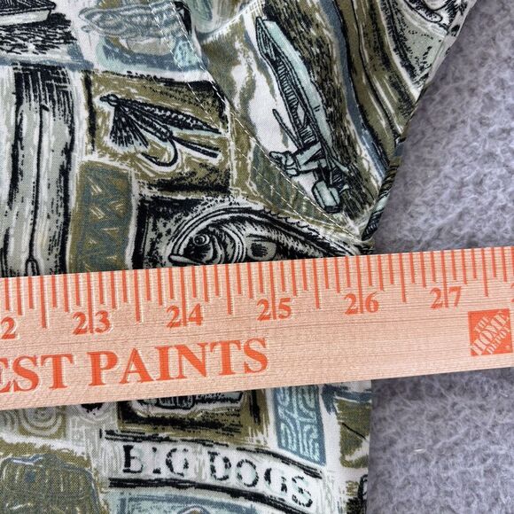 Big Dogs Hawaiian Shirt Mens XL All Over Fishing Fish Print Button Up Rayon - Picture 9 of 11